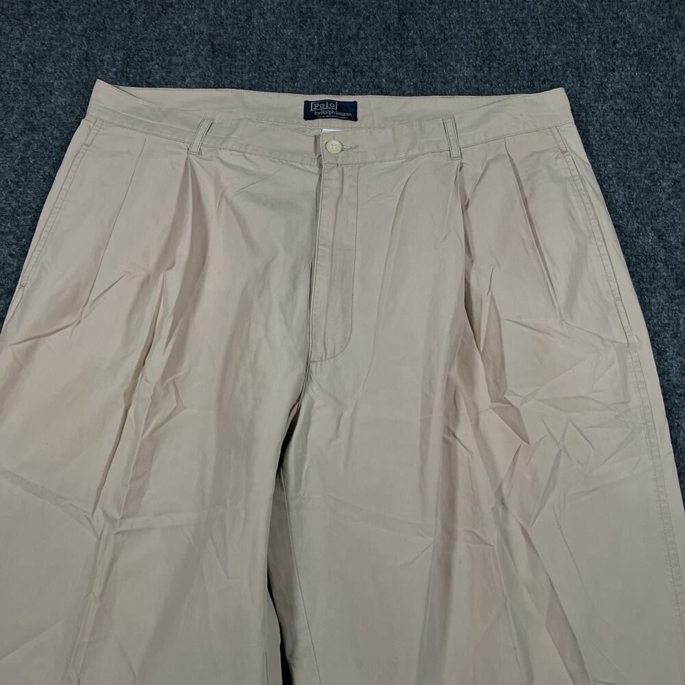 VTG Polo Ralph Lauren Andrew Style Pant Khaki Pleated Chino Dress Pants 38x33